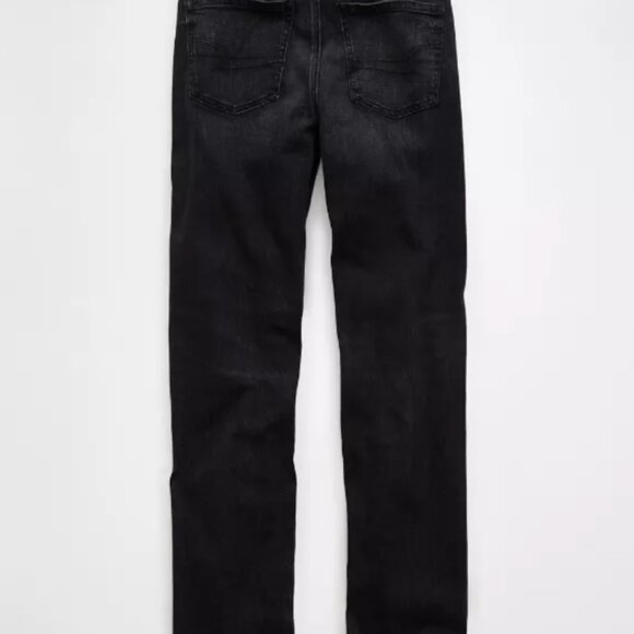 AE Strigid Super High-Waisted Crossover Baggy Straight Black Jean - Size 2 Long - Picture 2 of 4